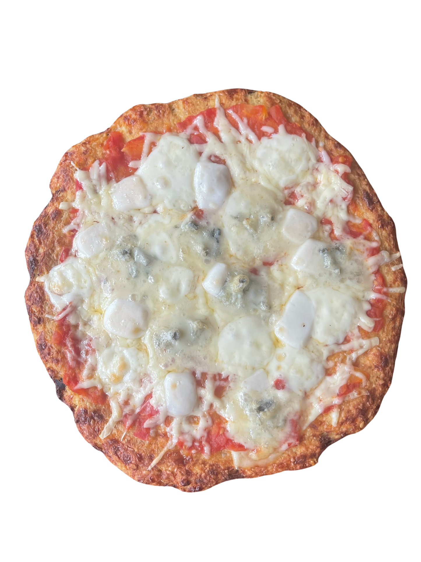 Quattro formaggi with cauliflower pizza crust gluten free