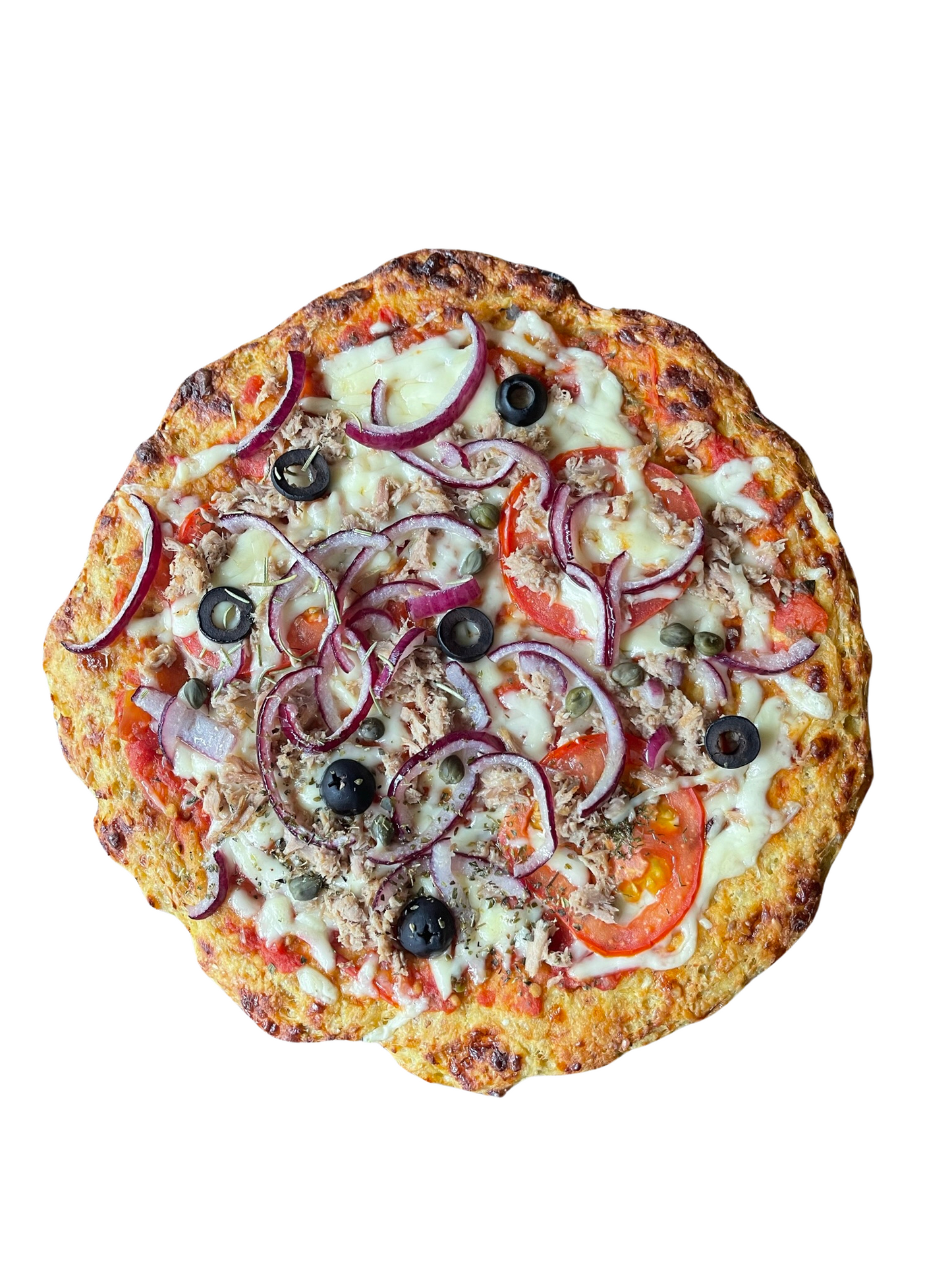 Tuna with cauliflower pizza crust